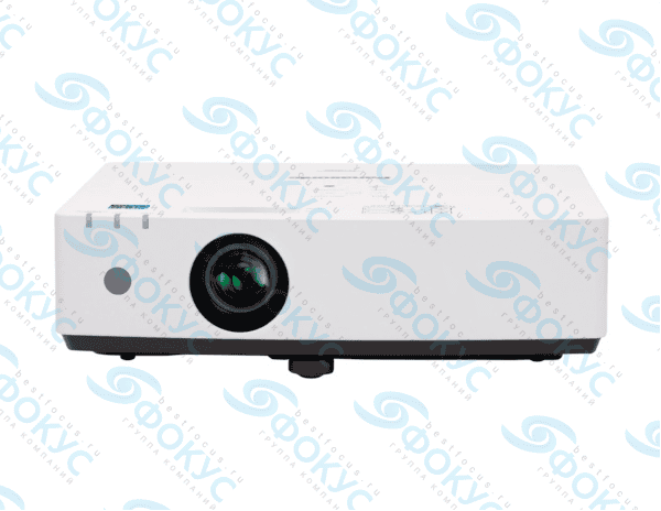 Лазерный проектор Panasonic PT-LMZ420, фронтальный вид с объективом и минималистичным белым корпусом