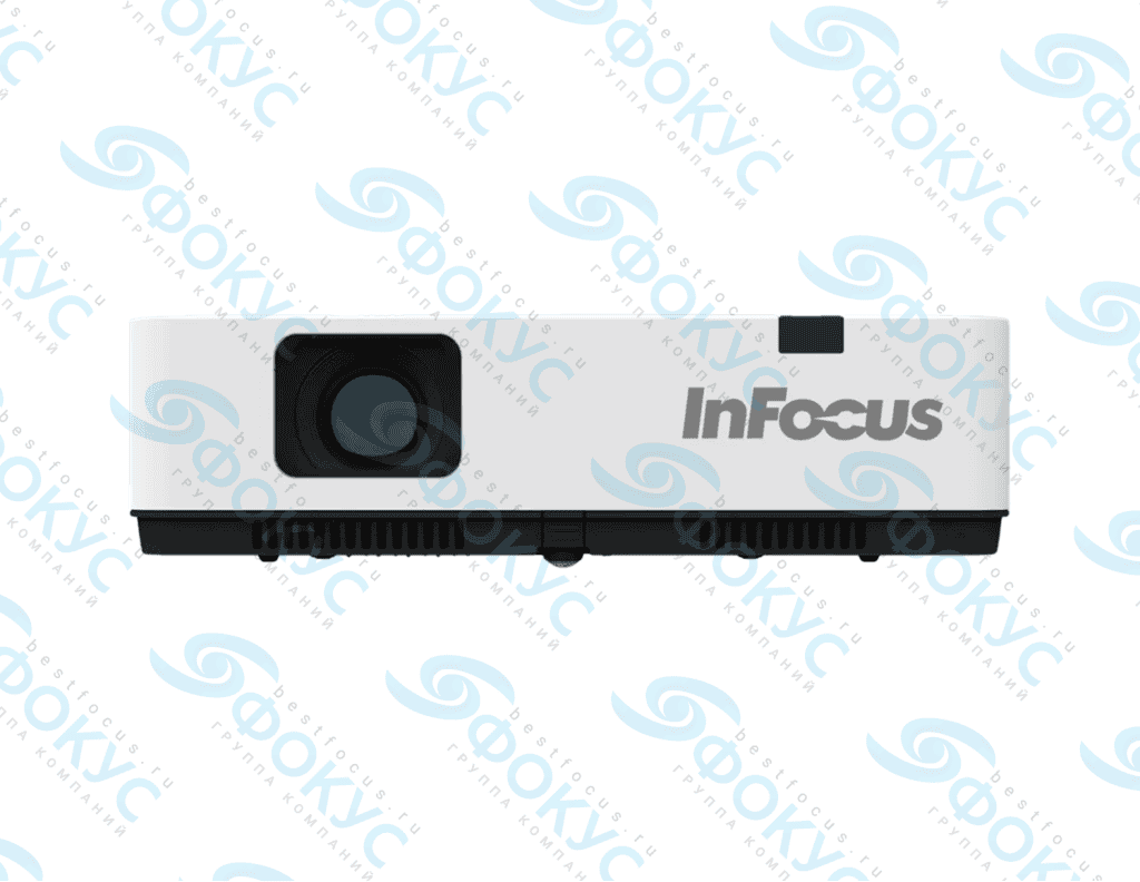Проектор InFocus IN1014 вид сзади с вентиляционными решетками и логотипом
