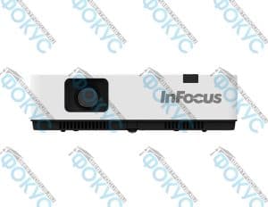 Проектор InFocus IN1014 вид сзади с вентиляционными решетками и логотипом