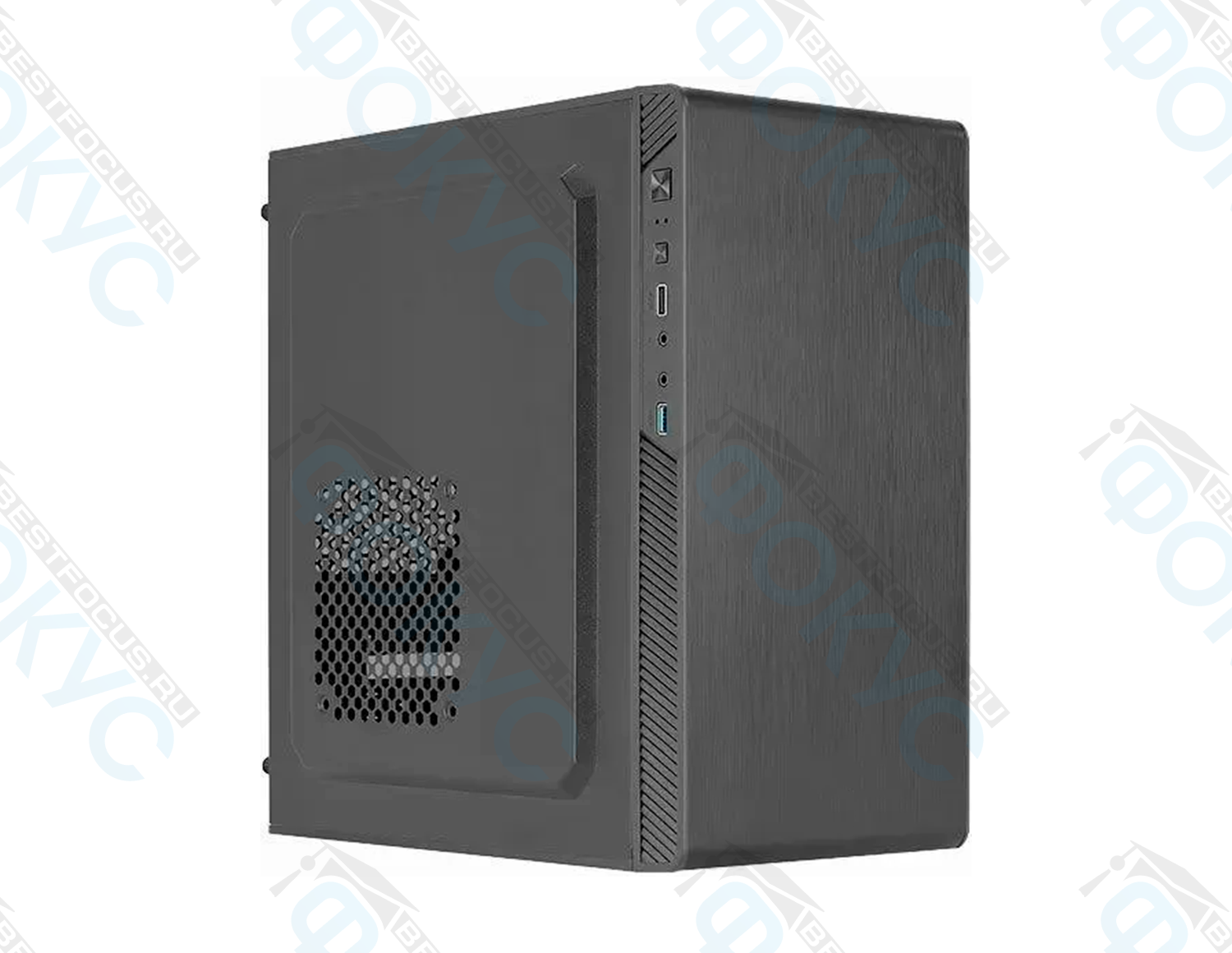 Системный блок компьютера Работа 412 с передней панелью, портами USB и вентиляцией сбоку