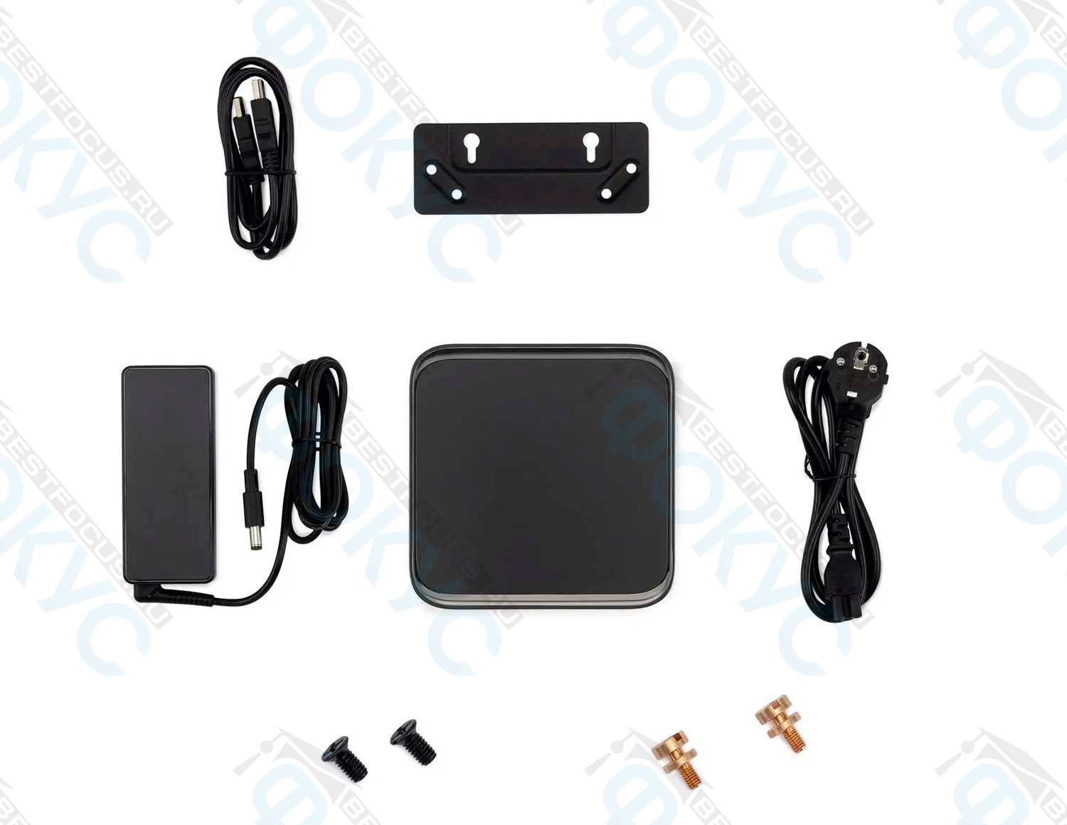 Комплектация мини-компьютера Работа 414 с кабелями, блоком питания, крепежом и монтажной пластиной