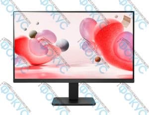 Монитор 23.8 дюйма с изображением абстрактных красных и розовых 3D фигур