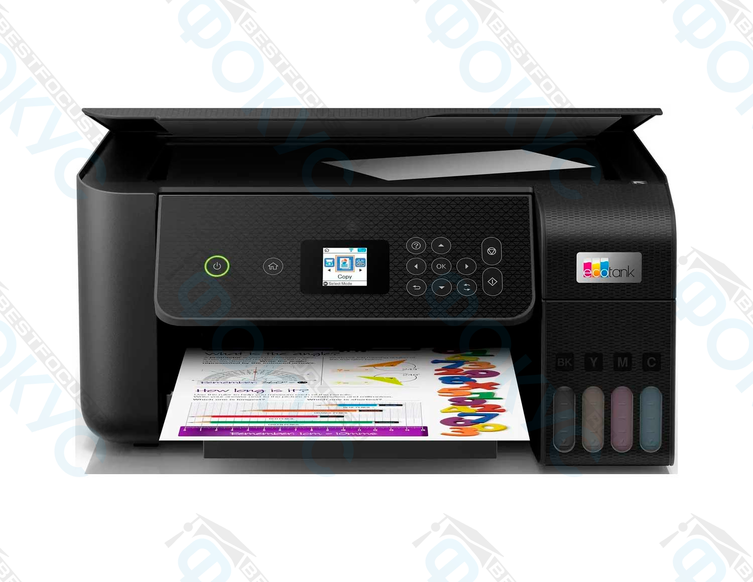 МФУ струйное с цветным дисплеем и прозрачными резервуарами для чернил для печати, копирования и сканирования документов