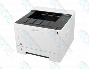 Лазерный принтер белого цвета с черной панелью управления и верхним выходом бумаги для интенсивной офисной печати