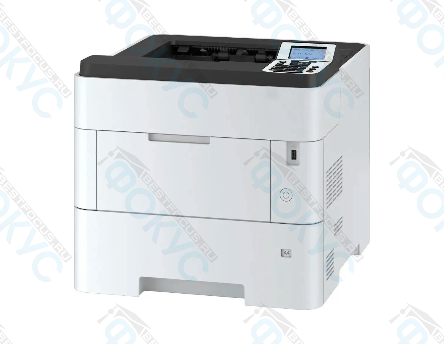 Монохромный лазерный принтер с вертикальным дизайном, ЖК-экраном и кнопочной панелью управления сверху