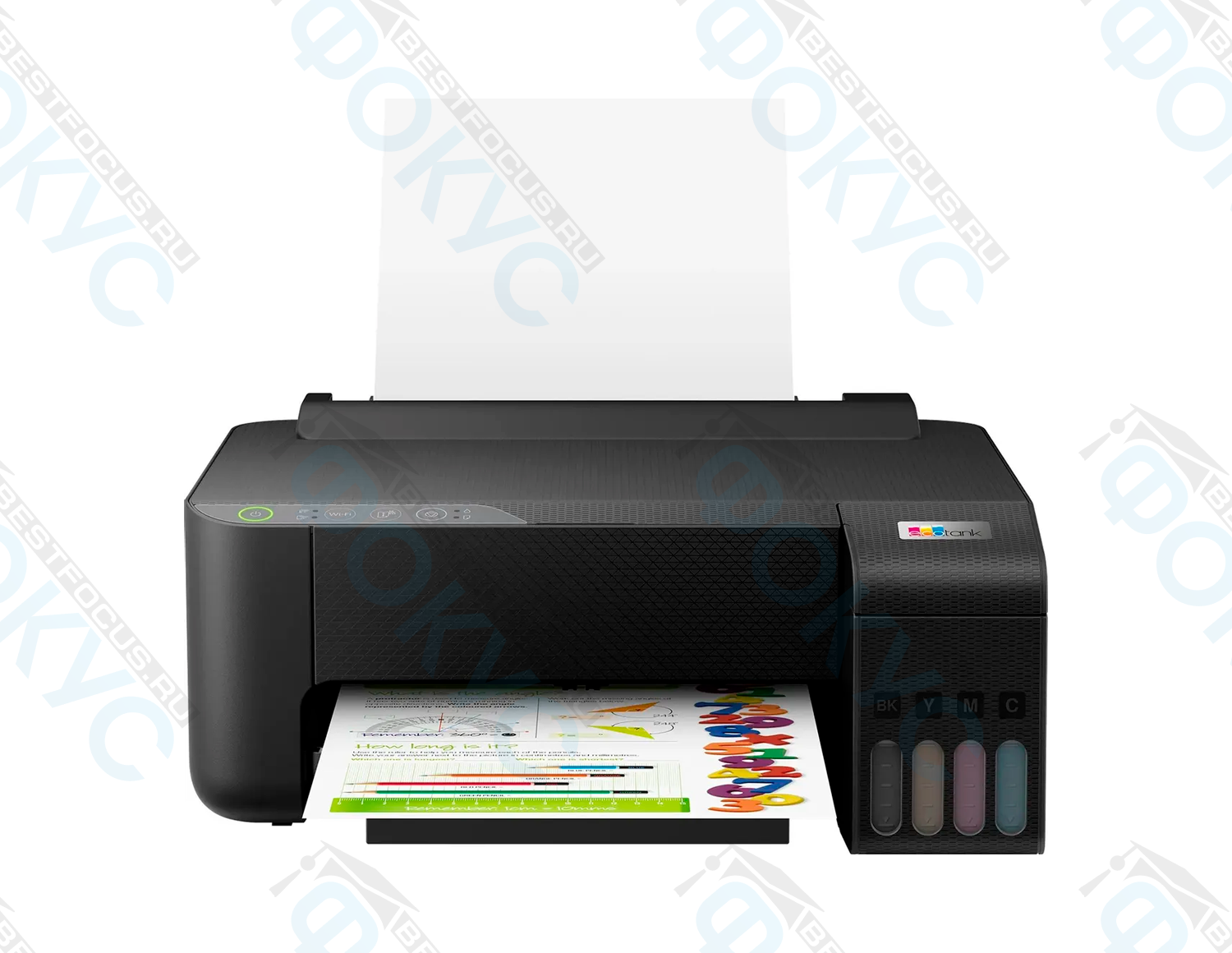 Цветной струйный принтер с системой непрерывной подачи чернил и выходным лотком с распечаткой