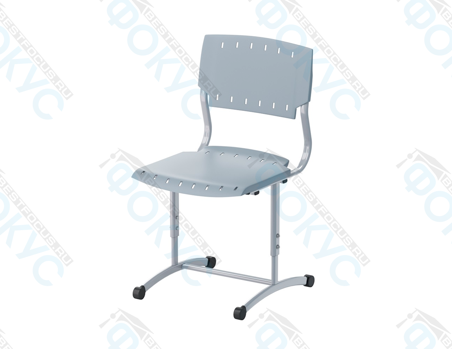 серый стул ученический на круглой трубе