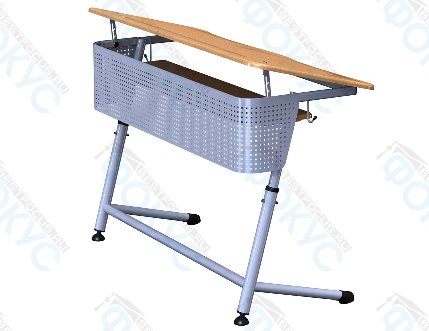 Двухместная парта с анатомической наклонной столешницей и металлическим экраном