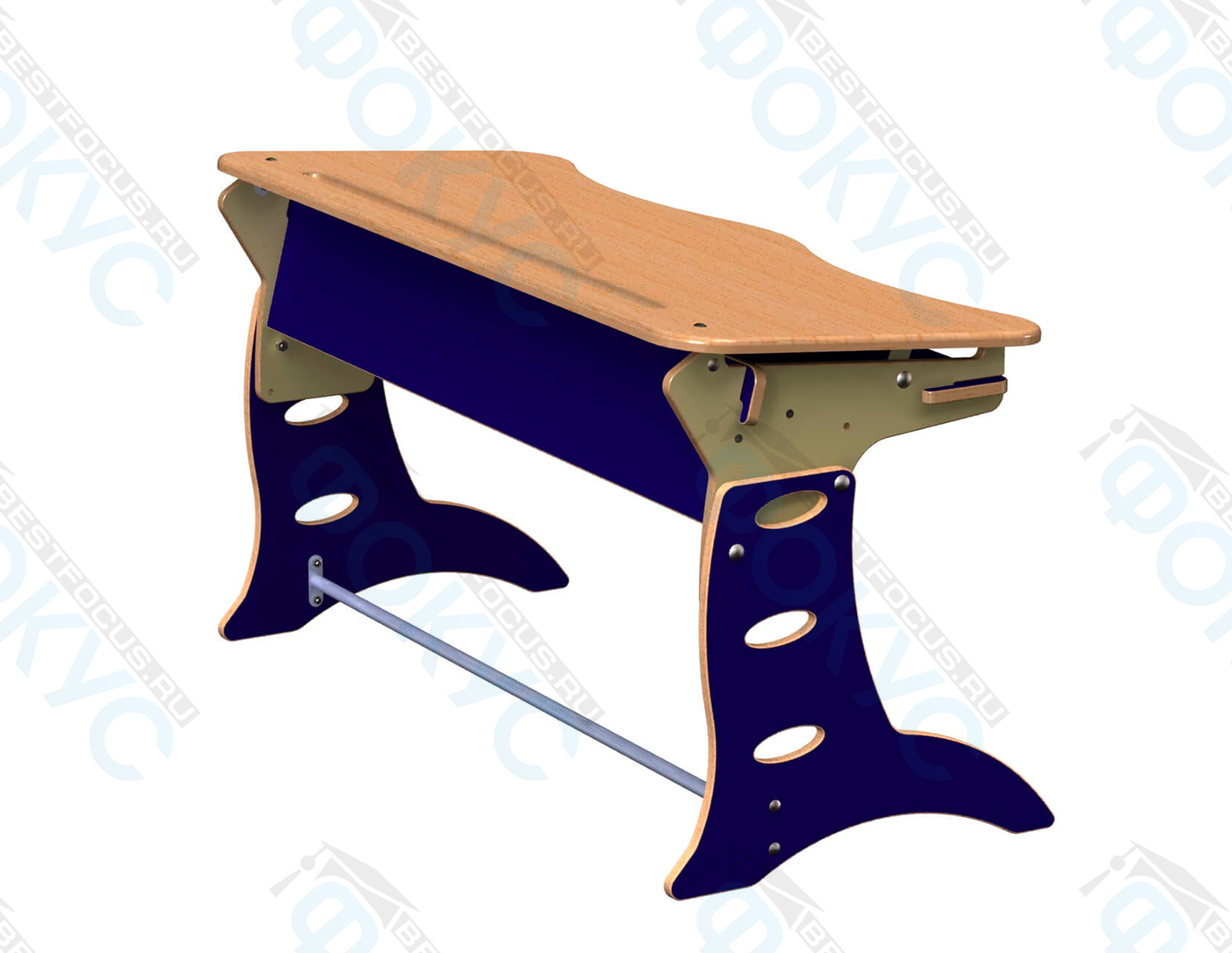 стол ученический с фигурными опорами, вид спереди