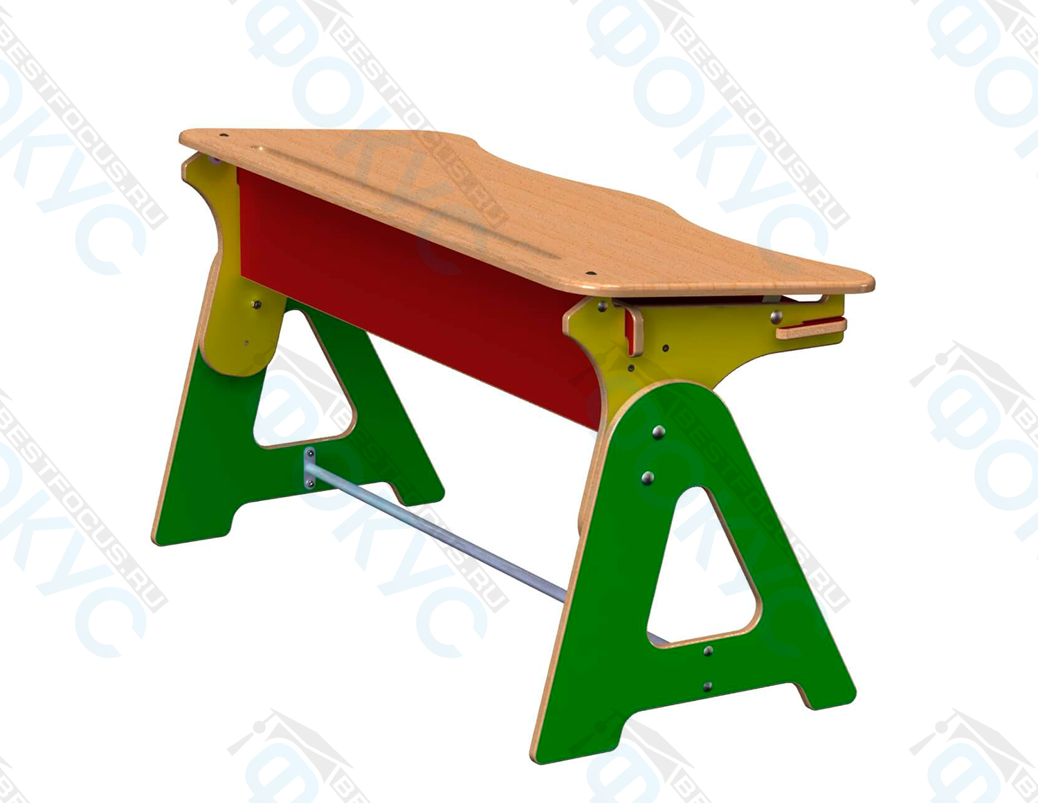 ученический стол с фигурными опорами, вид сбоку