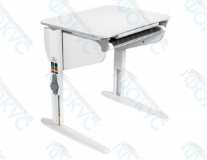 Ученический стол с регулировкой высоты и наклона столешницы, встроенной полкой и белым корпусом