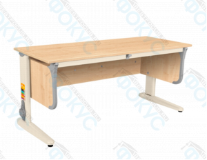 Ученическая парта с регулируемой высотой, светлым деревянным покрытием и металлическими опорами