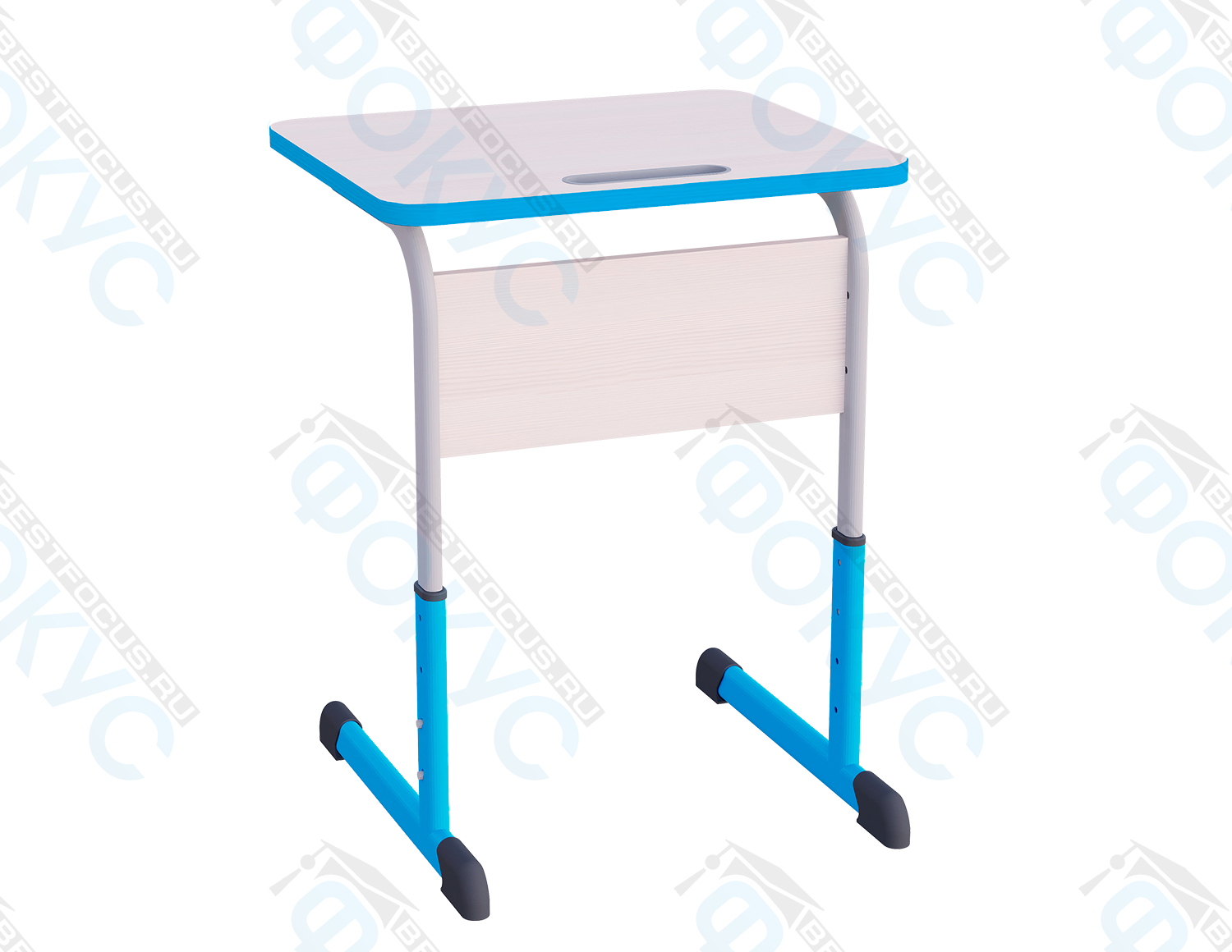 Школьный стол «Эра Стандарт» с кромкой и ножками голубого цвета, регулируемый по высоте