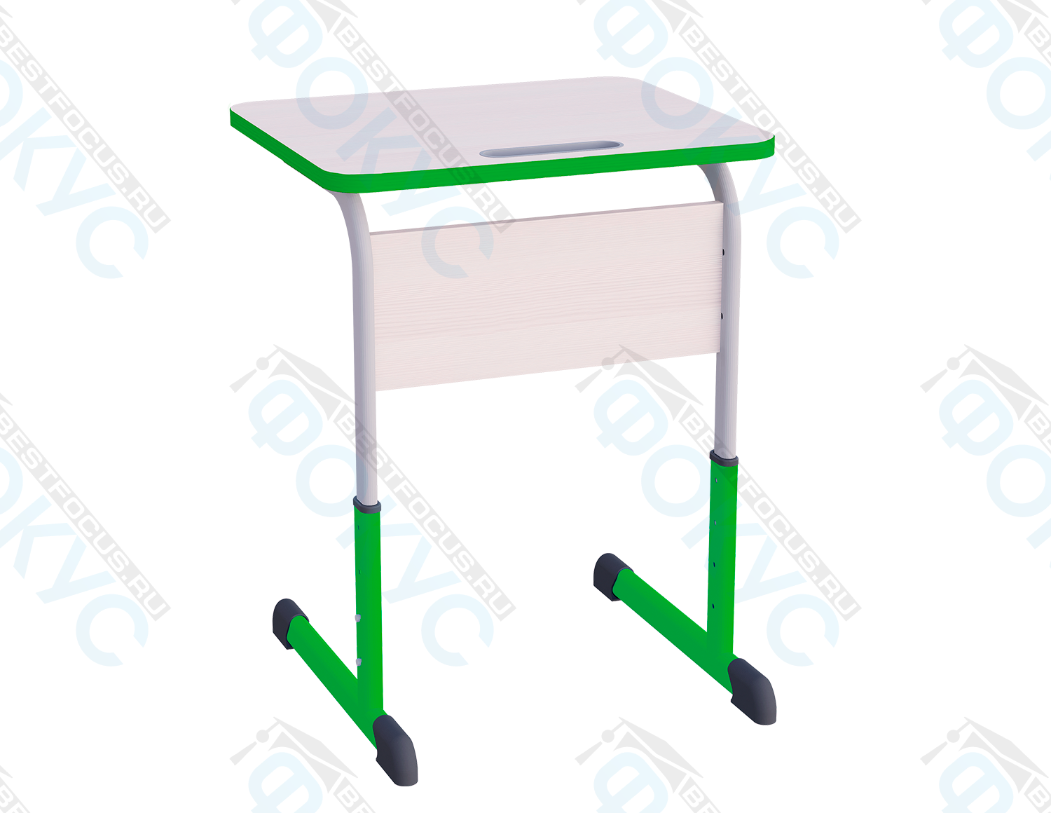 Школьный стол «Эра Стандарт» с зелёной кромкой и ножками, регулируемый по высоте