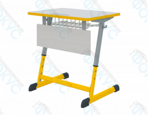 Учебный стол «Эра Комфорт» с жёлтой рамой и металлической корзиной для хранения