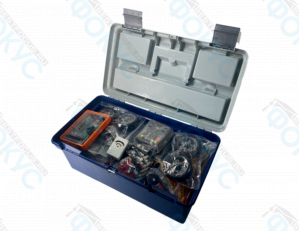 Робототехнический набор «Базис Б» в синем контейнере с платой, колёсами и электронными модулями для сборки моделей