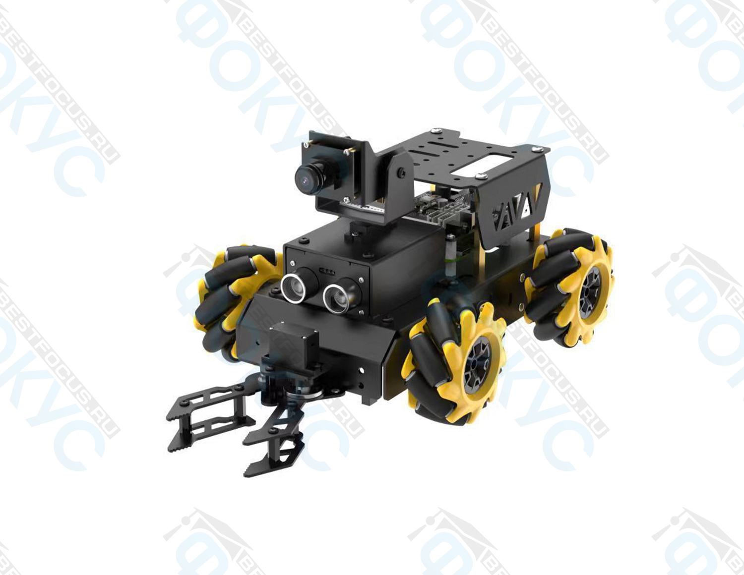 Учебный мобильный робот с камерой, ультразвуковым датчиком и колесами всенаправленного движения для изучения технологий IoT и робототехники