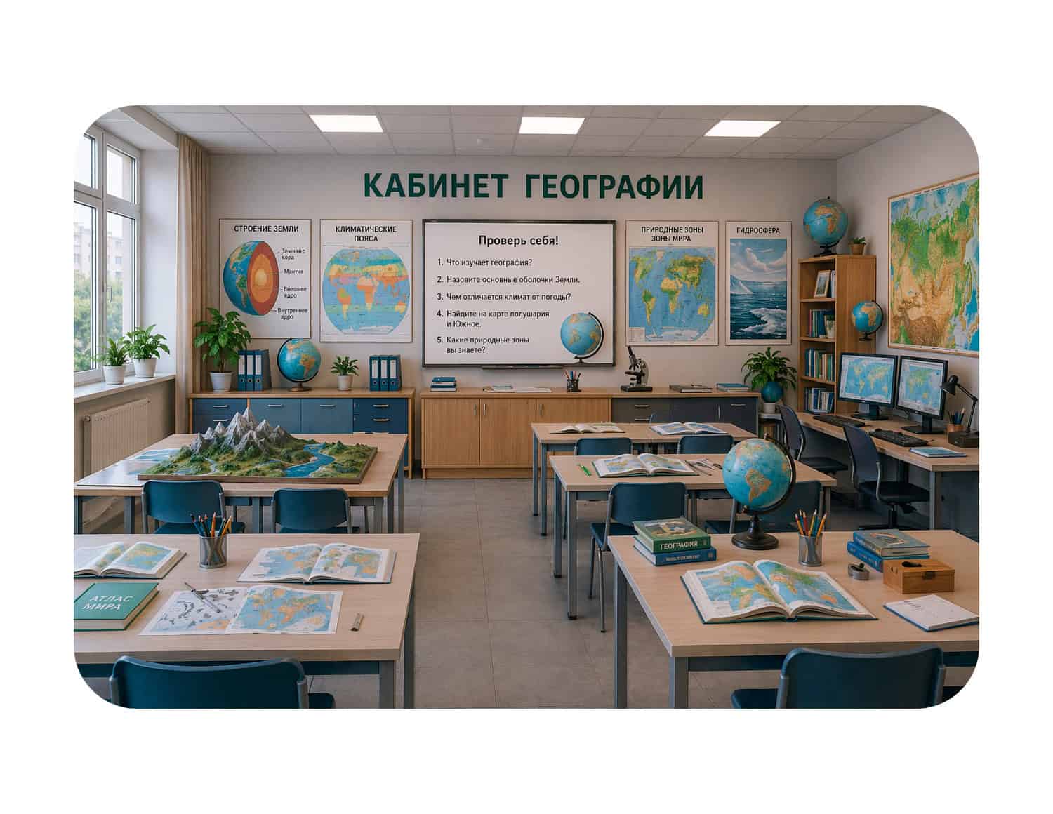 Кабинет географии для школы с учебным оборудованием