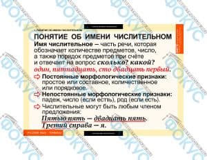 Таблицы демонстрационные по числительному и местоимению для кабинета школы
