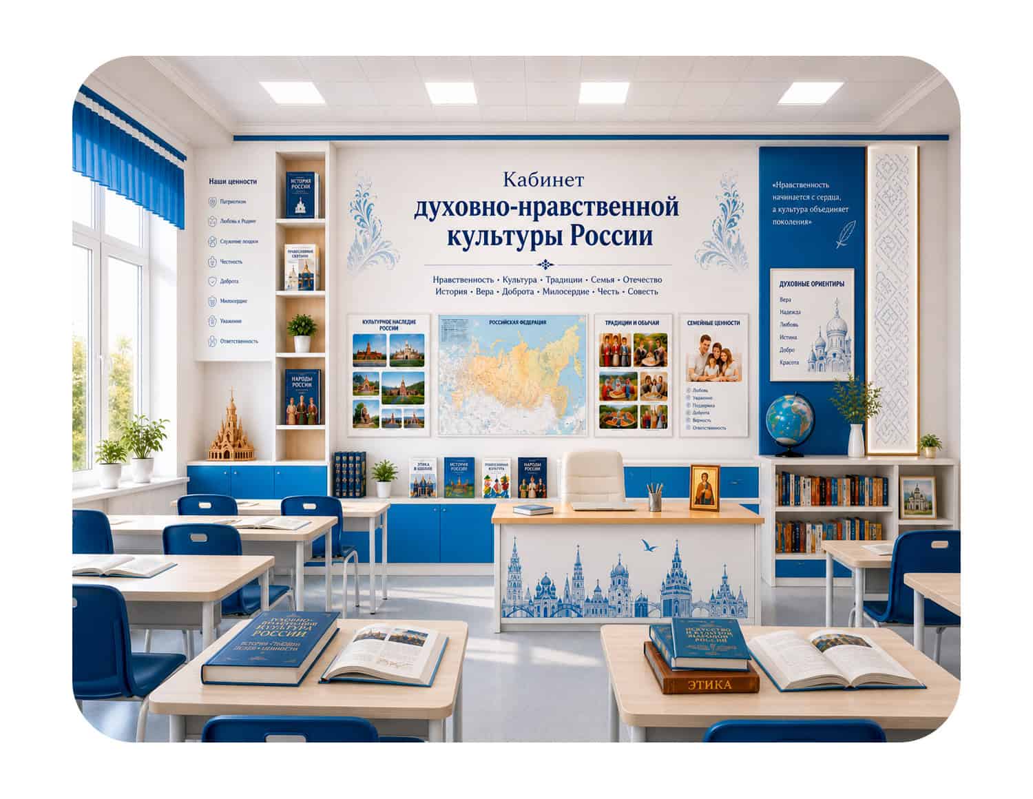 Кабинет ДНКР и патриотического воспитания для школы.