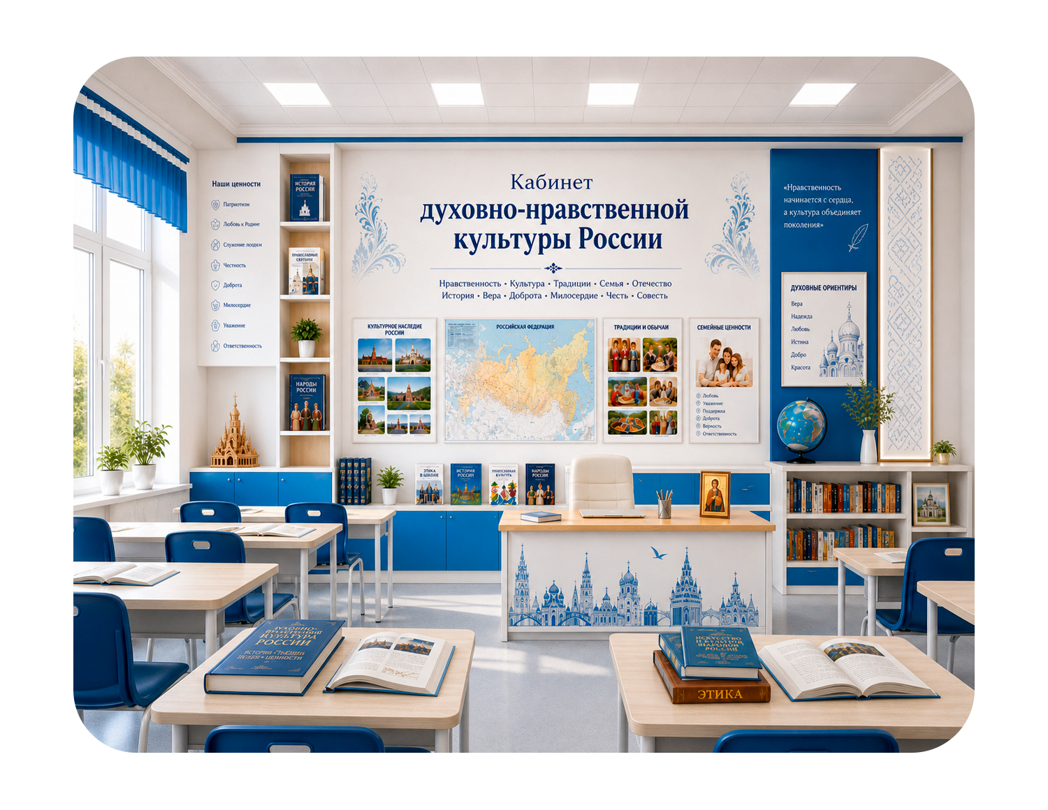 Кабинет ДНКР и патриотического воспитания для школы.
