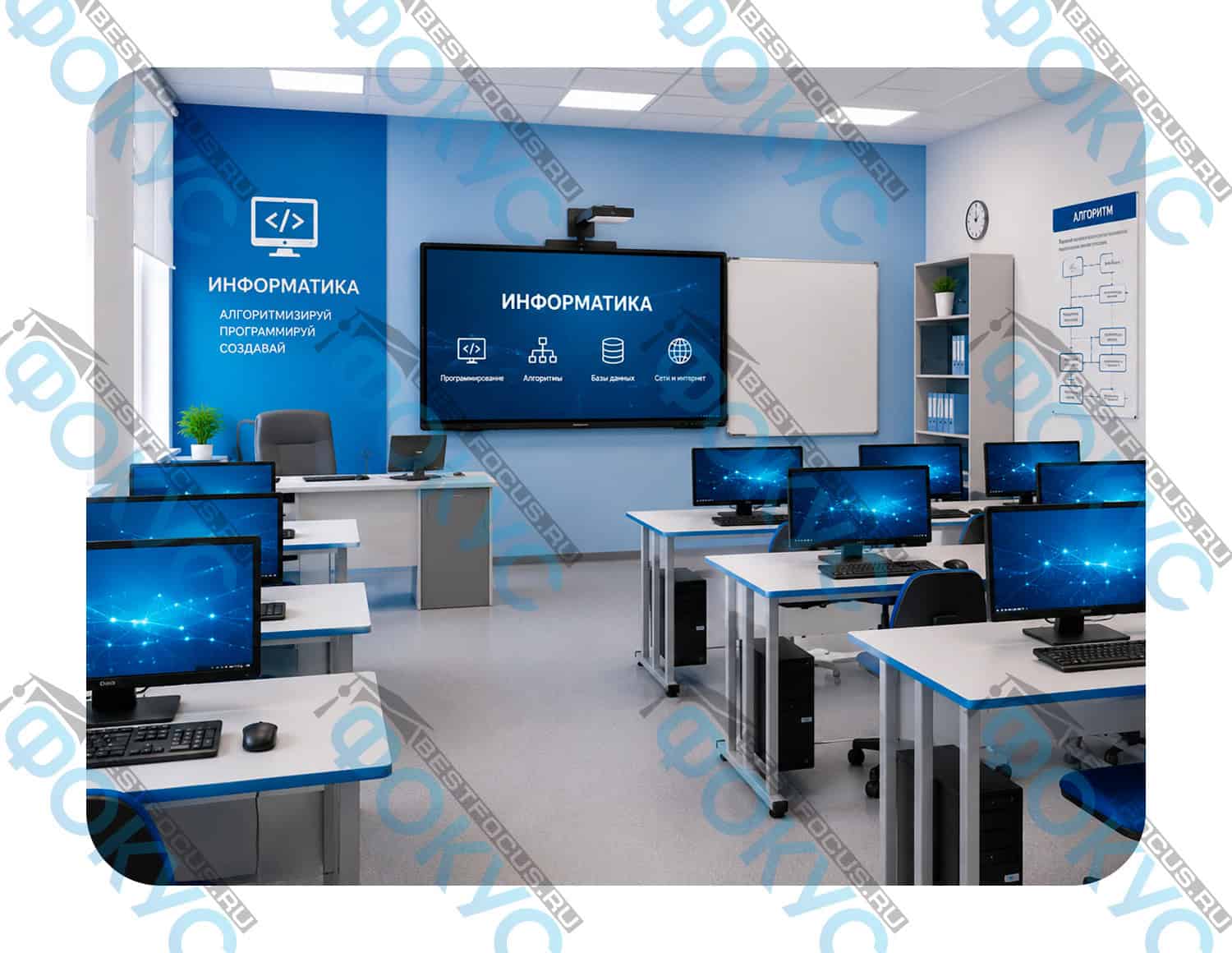 Кабинет информатики с компьютерным оборудованием для школы