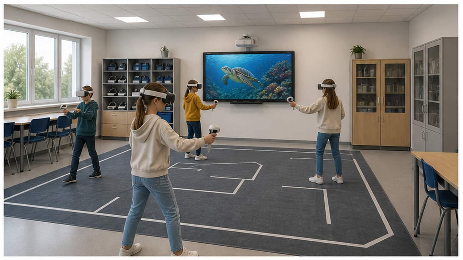 Современный школьный кабинет для темы: VR-шлемы