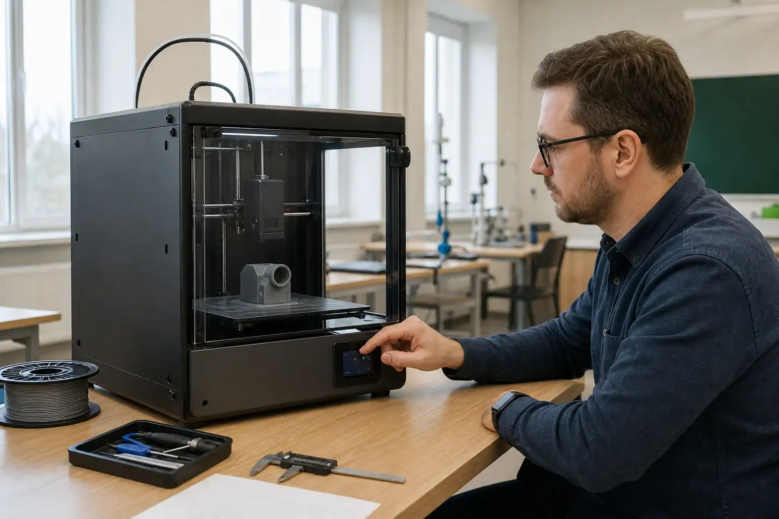 Автокалибровка рабочего стола ZENIT 3D HT RS в школьной мастерской
