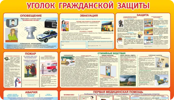 Стенд уголок гражданской защиты для кабинета ОБЖ