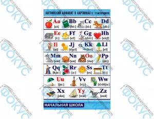 Таблица демонстрационная английский алфавит в картинках для начальной школы