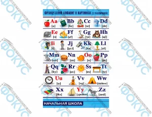 Таблица демонстрационная французский алфавит в картинках для учебных занятий